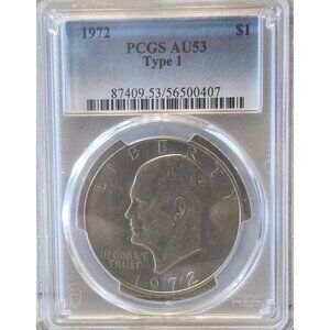 1972 Eisenhower Dollar No Mint Mark PCGS Type 1 AU53